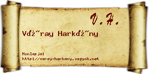 Váray Harkány névjegykártya